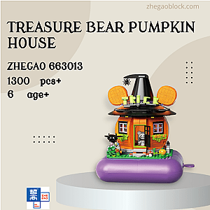 ZHEGAO Block 663013 Treasure Bear Pumpkin House Creator Expert