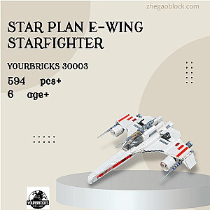 YOURBRICKS Block 30003 Star Plan E-Wing Starfighter Star Wars