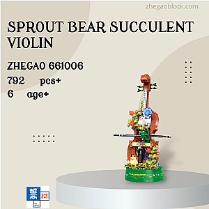 ZHEGAO Block 661006 Sprout Bear Succulent Violin City