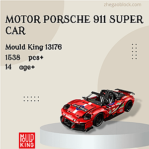 MOULD KING Block 13176 Motor Porsche 911 Super Car Technician