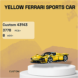 Custom Block 43143 Yellow Ferrari Sports Car Technician