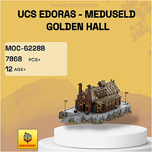 MOC Factory Block 62288 UCS Edoras - Meduseld Golden Hall Modular Building