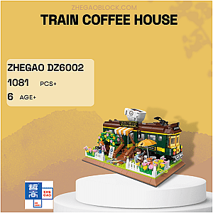ZHEGAO Block DZ6002 Train Coffee House Creator Expert