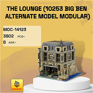 MOC Factory Block 14123 The Lounge (10253 Big Ben Alternate Model Modular) Modular Building