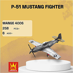 WANGE Block 4006 P-51 Mustang Fighter Military