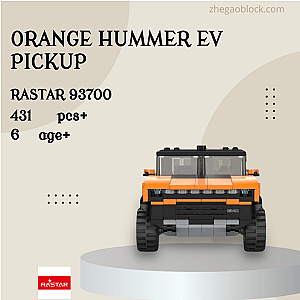 Rastar Block 93700 Orange Hummer EV Pickup Technician