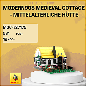 MOC Factory Block 127175 Modern90s Medieval Cottage - Mittelalterliche Hütte Modular Building