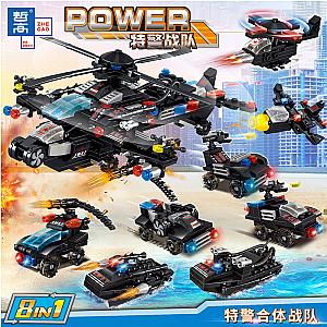 ZHEGAO QL0256 Special Police Force: Special Police Unit Armed Helicopter 8in1 Theme Series Block