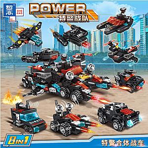 ZHEGAO QL0257 Special Police Corps: Special Police Unit Special Police Unit Combat Vehicle 8in1 Theme Series Block