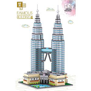 ZHEGAO QL0965 Famous building: Petronas Twin Towers, Kuala Lumpur, Malaysia Advanced Model Block