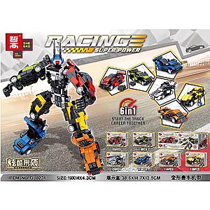 ZHEGAO QL0224 Deformed Racing Cars Armor 6 combinations Creator Expert Block