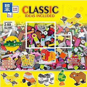 ZHEGAO QL1493 Free-to-assemble creative foundation piece DIY small building block foundation piece Creator Expert Block