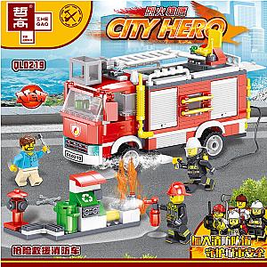 ZHEGAO QL0219 Fire Eagle: Rescue Fire Engine City Block