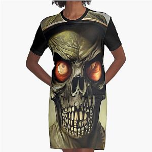 War is Hell Zombie Army Skull Soldier Graphic T-Shirt Dress