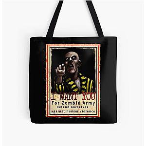 Zombie Army All Over Print Tote Bag