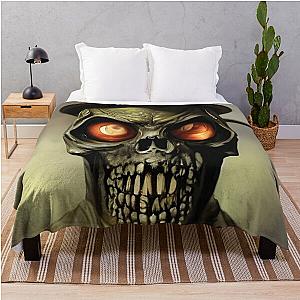 War is Hell Zombie Army Skull Soldier Throw Blanket